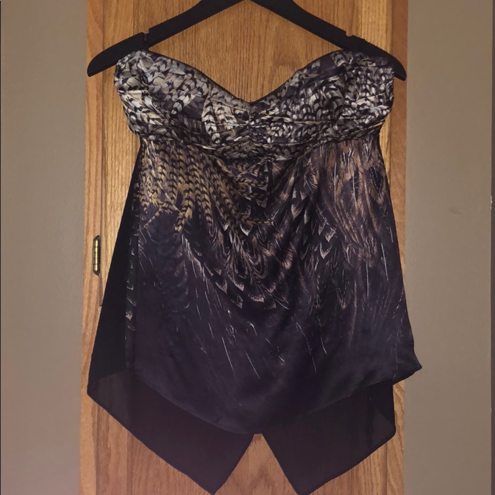 Strapless feather print top